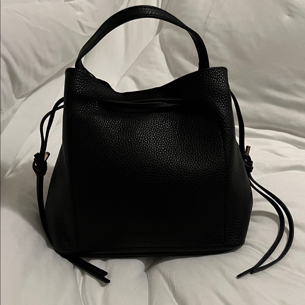 Vince Camuto Black Woven-Detail Suede and Leather Bag - Picture 4 of 9